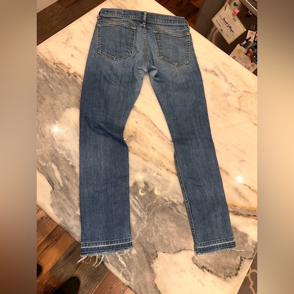 Rag & Bone Size 28 Dre Style Distressed Blue Women's Straight Leg Jeans - Picture 12 of 14